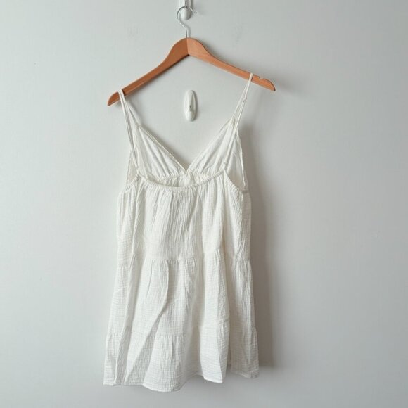 Zara Gauze Crinkle Spaghetti Strap Mini Dress White NWOT Size Medium - Picture 4 of 7
